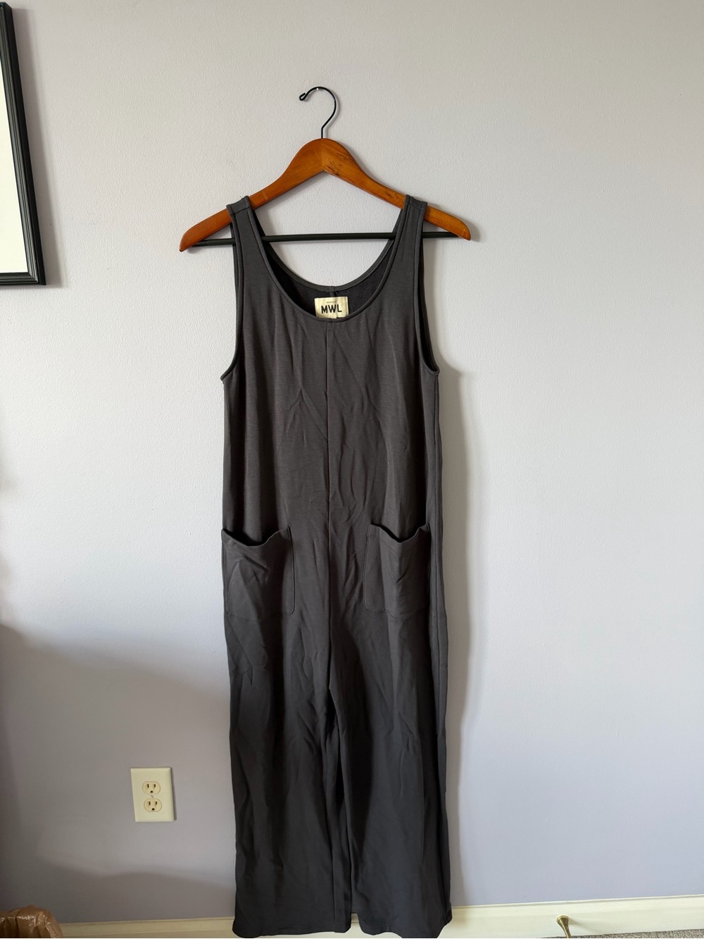 Madewell Charcoal Gray Sleeveless Wide-Leg Jumpsuit